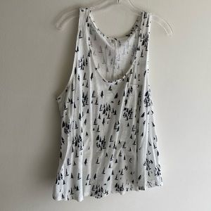 Sailboat Navy White Tank Sleeveless Top 100% Cotton